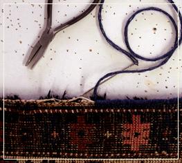 rug repair: reserging step of repairing - back