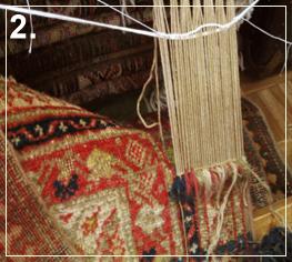 rug repair: rug reweaving step of repairing - step 2