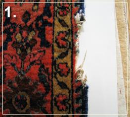 rug repair: rug hole reweaving step of repairing - step 1